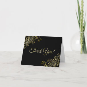 Cartão De Agradecimento Foto de Casamento Negra Elegante para Amigos Doura