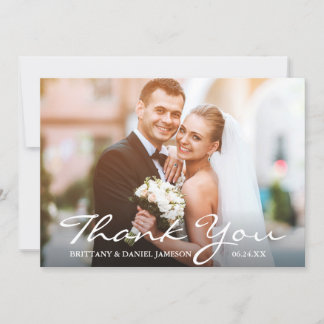 Cartão De Agradecimento Foto de casamento Noiva e noivo Obrigado