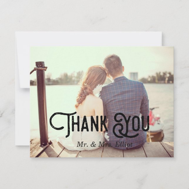 Cartão De Agradecimento Foto De Casamento Obrigado (Frente)