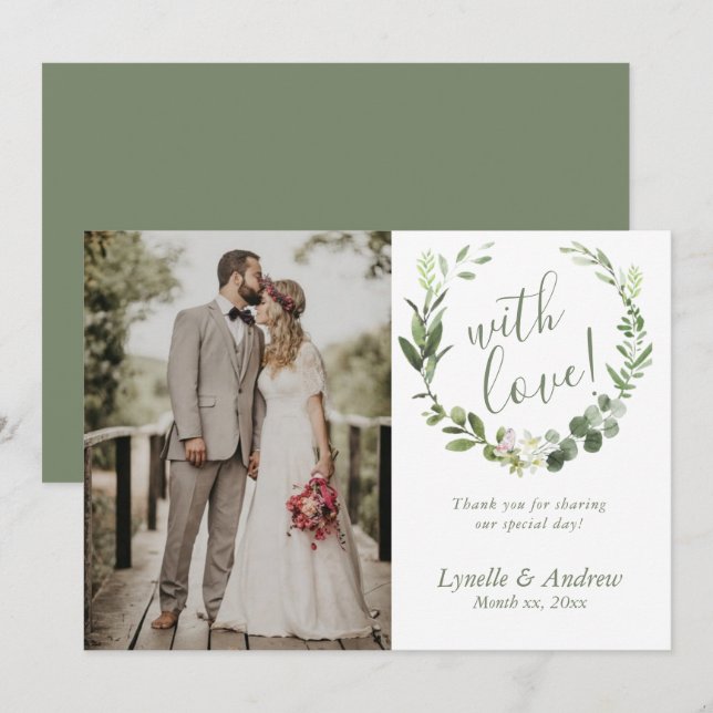 Cartão De Agradecimento Foto De Casamento Obrigado Com Nomes (Frente/Verso)