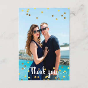 Cartão De Agradecimento Foto De Casamento Obrigado Faux Gold Foil Confetti