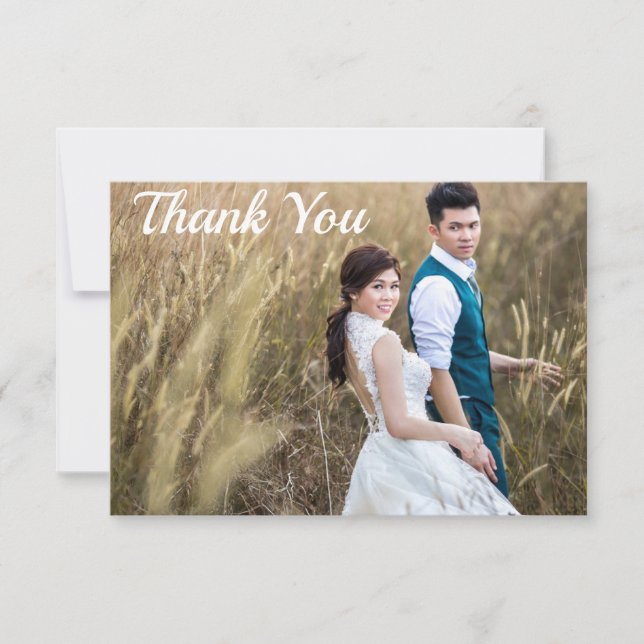 Cartão De Agradecimento Foto De Casamento Obrigado Personalizado De Dois L (Frente)