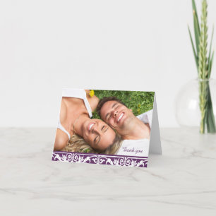 Cartão De Agradecimento Foto de casamento Obrigado - Pó e Branco