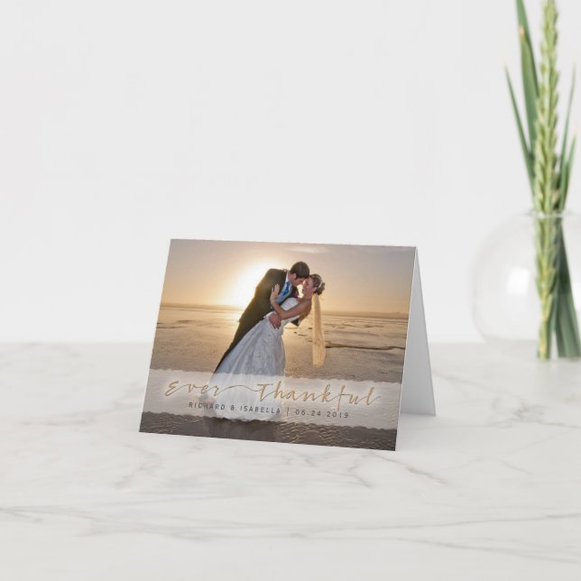 Cartão De Agradecimento Foto De Casamento Obrigado | Sempre agradecido (Frente)