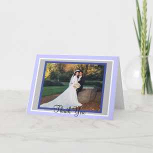 Cartão De Agradecimento Foto De Casamento Periwinkle Monograma - Obrigado