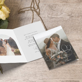 Cartão De Agradecimento Foto de casamento personalizada da caligrafia eleg