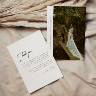 Cartão De Agradecimento Foto de Casamento Personalizada Minimalista Modern