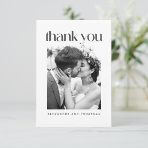 Cartão De Agradecimento Foto de casamento personalizada moderna e minimali
