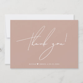 Cartão De Agradecimento Foto de Casamento Personalizado Chic - Cor-de-rosa