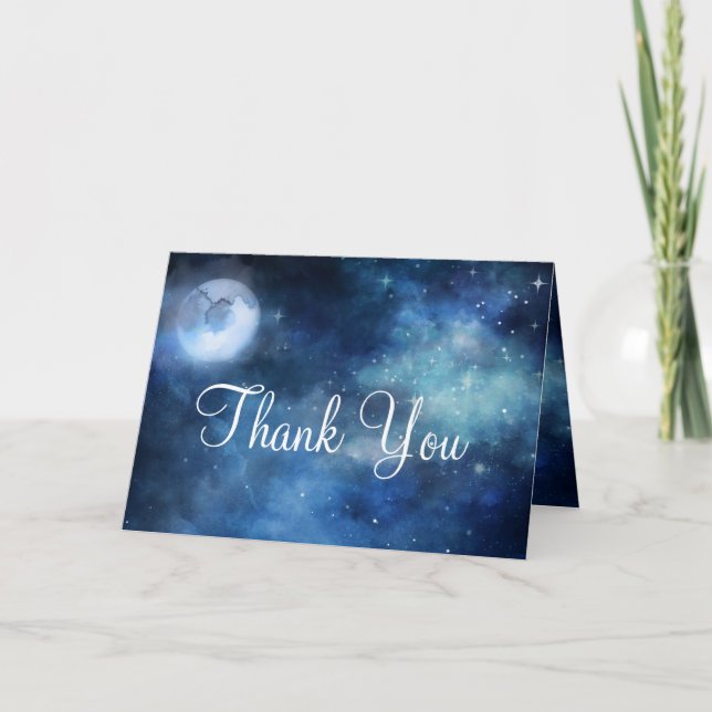 Cartão De Agradecimento Foto de Casamento Personalizado da Lua Celestial C (Frente)