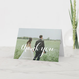 Cartão De Agradecimento Foto De Casamento Personalizado Elegante Obrigado