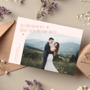 Cartão De Agradecimento Foto de casamento pêssego tão abençoado