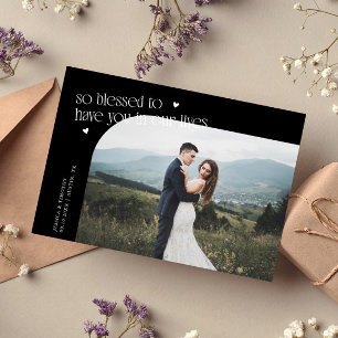 Cartão De Agradecimento Foto de casamento preto tão abençoado