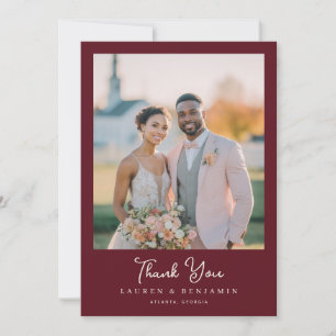 Cartão De Agradecimento Foto de Casamento Romântico em Marrom