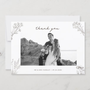 Cartão De Agradecimento Foto de Casamento Rústico Elegante
