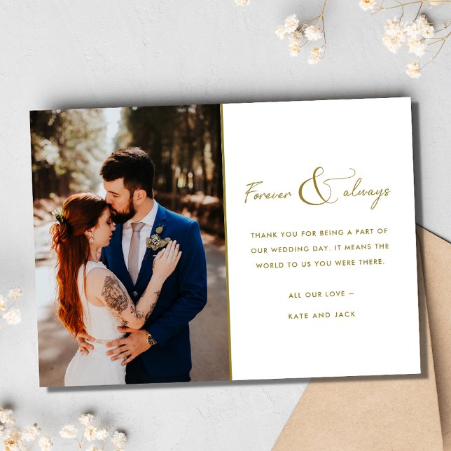 Cartão De Agradecimento Foto De Casamento Sempre Elegante Obrigado (Forever Always Elegant Wedding Photo Thank You)