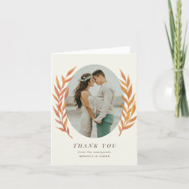 Cartão De Agradecimento Foto de Casamento Simples do Branch Laranja Foto O
