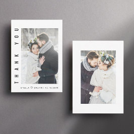 Cartão De Agradecimento Foto de Casamento Simples Moderno