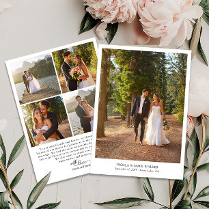 Cartão De Agradecimento Foto de Casamento Simples Moderno 5 da Caligrafia 