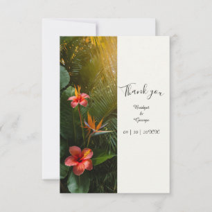 Cartão De Agradecimento Foto de casamento tropical no Havaí com ave do par