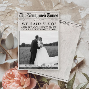 Cartão De Agradecimento Foto de casamento único do jornal moderno