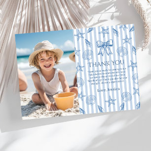 Cartão De Agradecimento Foto de Chá de Bebê Concha Azul Coquete