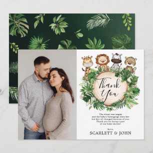 Cartão De Agradecimento Foto de Chá de fraldas de Animais Selvagens Tropi