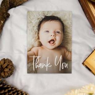 Cartão De Agradecimento Foto de Chá de fraldas Personalizada de Handletter