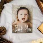 Cartão De Agradecimento Foto de Chá de fraldas Personalizada de Handletter<br><div class="desc">Personalize estas Chás de fraldas, obrigado cartas com uma bela foto do seu bebê. Obrigado a sua família e amigos que vos tomaram banho com o seu amor e apresentam o vosso novo bebê com imagens que podem acalmar durante muitos anos à medida que cresce o bebê. Tipo de script...</div>