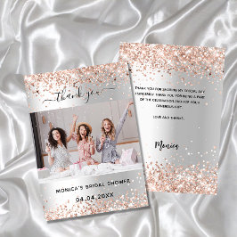 Cartão De Agradecimento Foto de chá de noiva rosa prateada