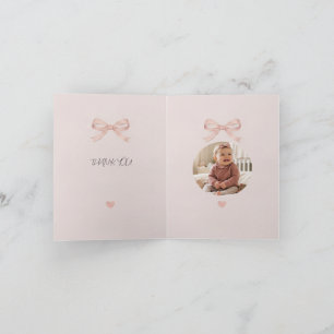 Cartão De Agradecimento Foto de Chás de Bebê Coquette com Laço Rosa