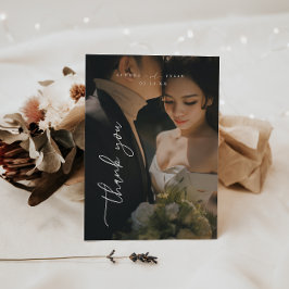 Cartão De Agradecimento Foto de Cheio de Casamento de Script Mínimo
