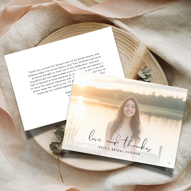 Cartão De Agradecimento Foto de Chuveiro de Noiva Elegante Amor & Agradeci (Criador carregado)