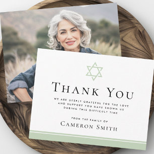 Cartão De Agradecimento Foto de compaixão funerária "Estrela verde-clara" 