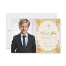 Foto de Confirmação Vintage Cruz Dourada Falsa & M