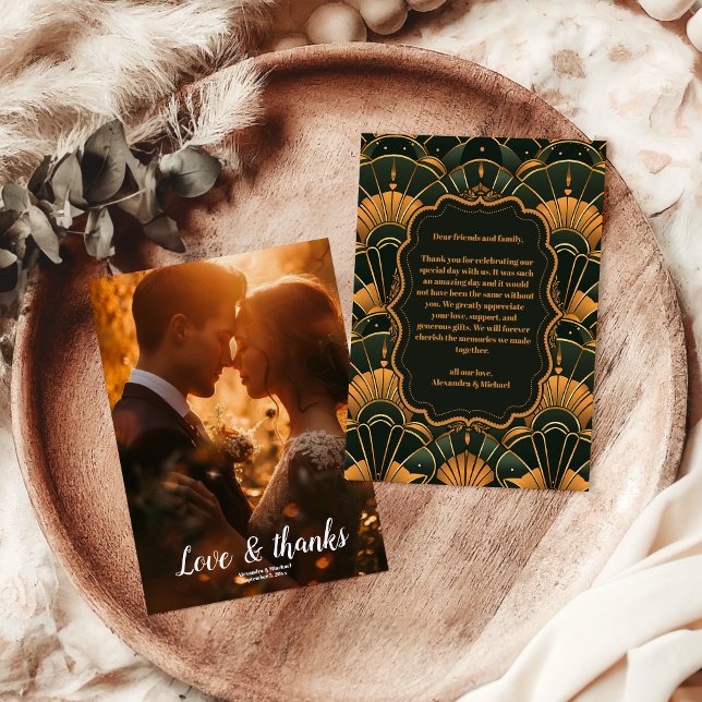 Cartão De Agradecimento Foto de Deco Casamento de Arte Diamante Dourado e  (Criador carregado)