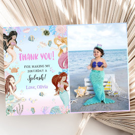 Cartão De Agradecimento Foto de Festa de aniversário da Mermaid Girl