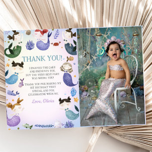 Cartão De Agradecimento Foto de Festa de aniversário da Mermaid Girl