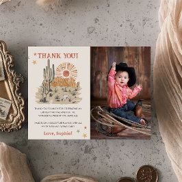 Cartão De Agradecimento Foto de Festa de aniversário Wild West Cowboy