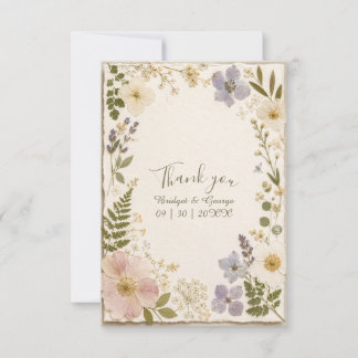 Cartão De Agradecimento Foto de flor prensada Casamento Romântico Feito à 