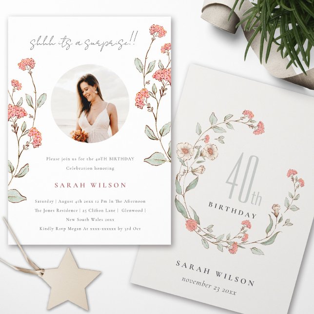 Cartão De Agradecimento Foto de Flor Rosa Surpresa em Qualquer Idade Convi (Criador carregado)