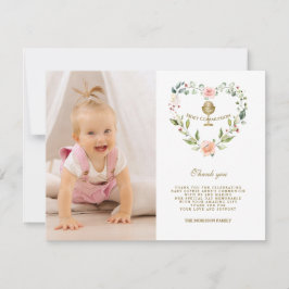 Cartão De Agradecimento Foto de Flores Rosa, Foto da Santa Comunhão