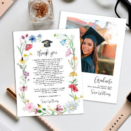 Cartão De Agradecimento Foto de Flores Silvestres de Graduação Obrigado