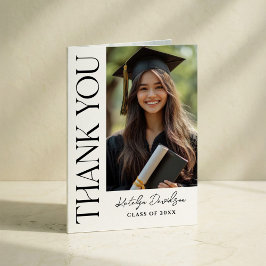 Cartão De Agradecimento Foto de formatura em Serif Elegante 2026