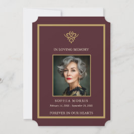Cartão De Agradecimento Foto de Funeral Burgundy Old Money Personalizada