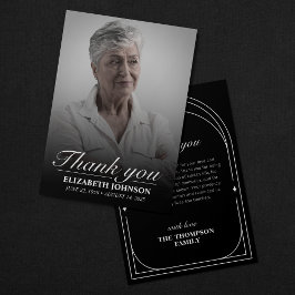 Cartão De Agradecimento Foto de Funeral Preto e Branco Elegante