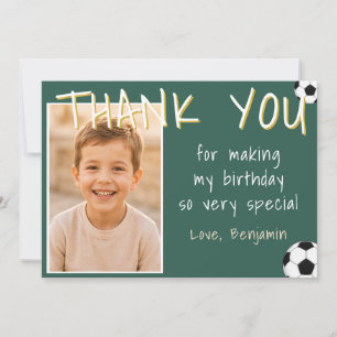 Cartão De Agradecimento Foto de Futebol de Aniversário do Menino 