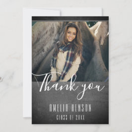 Cartão De Agradecimento Foto de Graduação de Quadro Negro Moderno Graduado