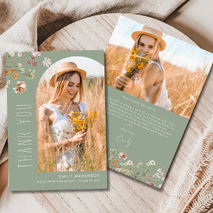 Cartão De Agradecimento Foto de Graduação de Sangue de Flor Selvagem Obrig