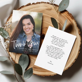 Cartão De Agradecimento Foto de Graduação de Script Manuscrito de Tendy Ca